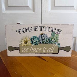 Wood together we have it all wall hanger kitchen decor